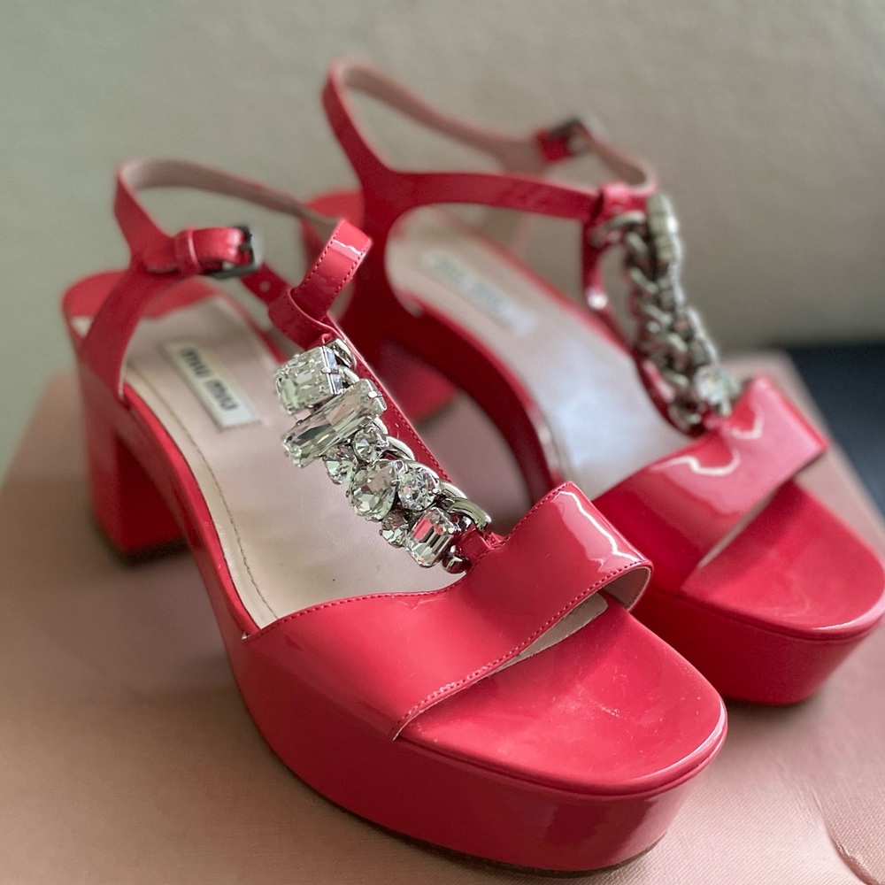 Miu Miu Heels pink Wedge Patent Leather size 37